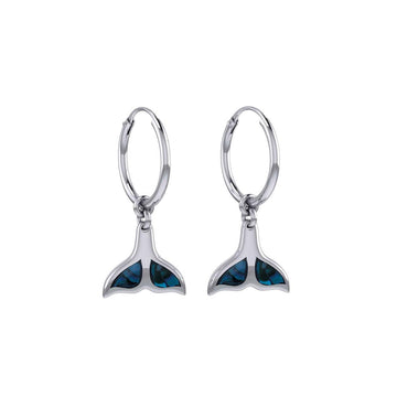 Inlaid Whale Tail Silver Hoop Earrings TER2085 - Jewelry
